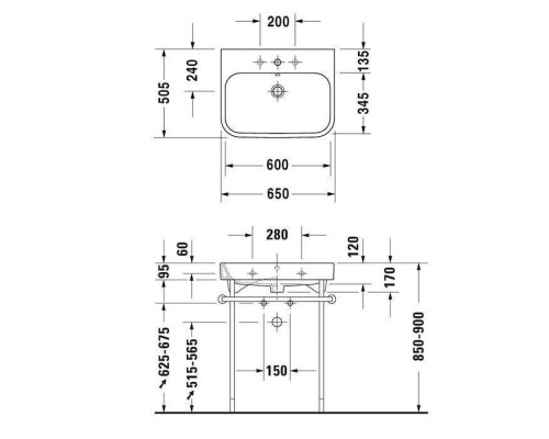 Duravit Happy D.2 Раковина подвесная, 65x50.5 см, 1 отв., шлифованная, с переливом, цвет: белый. 2318650027