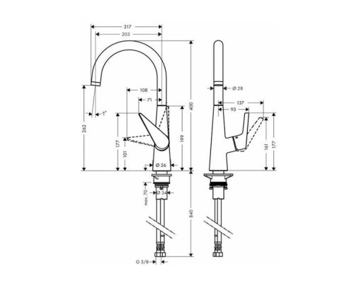 Hansgrohe Talis S, Смеситель для кухни, поворотный излив, Цвет: хром. 72810000 Hansgrohe Talis S, Смеситель для кухни, поворотный излив, Цвет: хром. 72810000