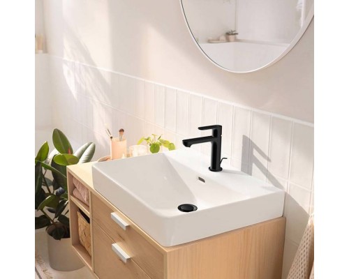 Hansgrohe Rebris S Смеситель для раковины, 1 отв., с донным клапаном, цвет: черный матовый. 72517670