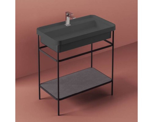 Artceram Fuori Scala Металическая структура 40x57хh83см с раковиной на 1 отв. напольная, цвет: черный матовый. ACA056 17, TFL034 17 00 Artceram Fuori Scala Металическая структура 40x57хh83см с раковиной на 1 отв. напольная, цвет: черный матовый. ACA056 17, TFL034 17 00