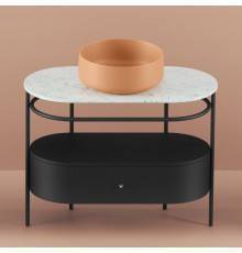 Artceram Flair 4.0 Консоль металлическая с раковиной 95x48хh75см., напольная, с 1 ящиком и мраморной столешницей, цвет: черный матовый/orange cameo. COL001 13 00,  ACA068 17,  ACM038 17,  TFA010 47