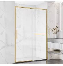 Душевая дверь в нишу Vincea Slim Soft VDS-1SS130CLG 130 см, профиль брашированное золото, стекло прозрачное