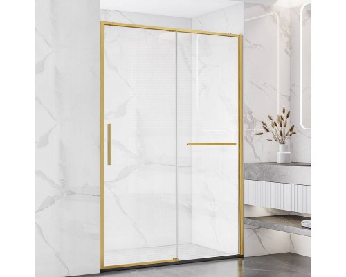Душевая дверь в нишу Vincea Slim Soft VDS-1SS130CLG 130 см, профиль брашированное золото, стекло прозрачное