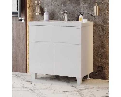 Тумба под раковину Onika Стрим 80 напольная, белая