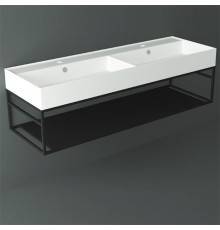 Simas Agile Структура металлическая 141x46xh28см, подвесная, для раковины с 1 отв., AG141, с 1 полкой, цвет: черный матовый. AGSS141D