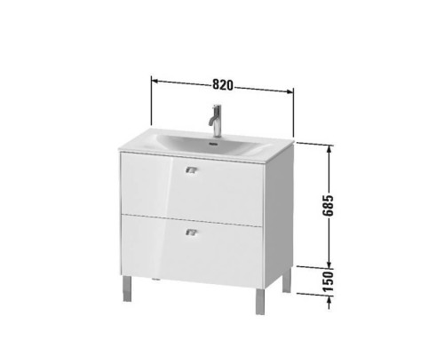 Duravit Brioso База напольная 82x47.9x68.5см с раковиной, 2 ящика, цвет: глянцевый белый. BR451202222,  23448300001