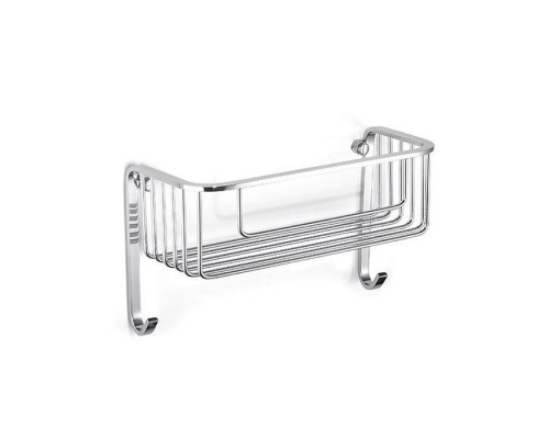 Bertocci Complementi Полка-решетка для душа 26х8,5х12 см с двумя крючками, подвесной, цвет: хром. 104 0164 0000