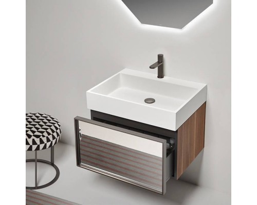 Antonio Lupi Gesto Комплект подвесной мебели 54х40хh37.5см, с раковиной, с 1 ящиком с зеркальным фасадом, цвет: Noce canaletto/vetro argentato bronzo. GSTKI154.bronzo.argentato bronzo+KL1Noce canaletto,  GESTOMOOD54*1