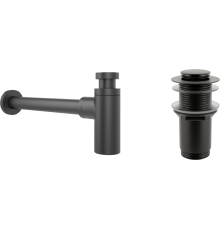 Комплект Wellsee Drainage System 182105002 с донным клапаном без перелива, матовый черный