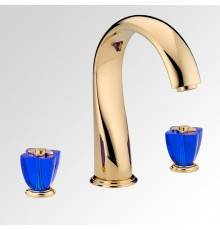 THG Pуtale de cristal bleu Смеситель для ванны, 3 отв., цвет: золото/синий хрусталь. U6B-F01-25SG