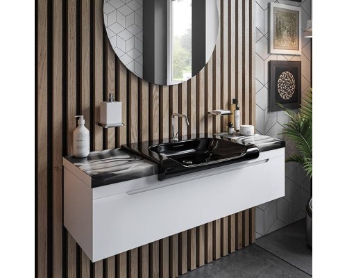 Kerasan Inka Project База INKA  подвесная 120см, для установки раковины 60х40 см, по центру, , панель исполнение Arte 2, цвет: белый глянцевый/черный глянцевый. 341734,  911102,  341104*1