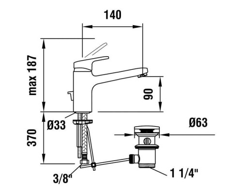 Laufen Citypro Смеситель для раковины, 1 отв., с донным клапаном, цвет: хром. HF500903100000