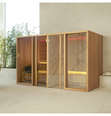 Effegibi Yoku Spa Shelf СаунаХаммам 444x170х217см, угловая Dx, цвет: чёрный орех/Fior di Bosco Tortora. YO 70 32 0002