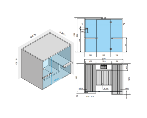 Effegibi Air 80 Сауна 247x182x213см, угловая SX, цвет: осина термообработанная. SA 90 80 0002 Effegibi Air 80 Сауна 247x182x213см, угловая SX, цвет: осина термообработанная. SA 90 80 0002