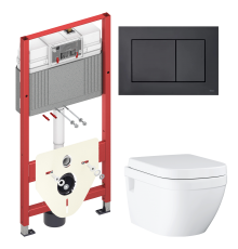 Комплект Унитаз подвесной Grohe Euro Ceramic 39703000 безободковый + Инсталляция TECE Now 9400414 4 в 1 с кнопкой смыва