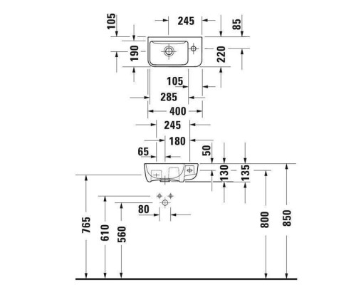Duravit ME by Starck Раковина 40х22 см, 1 отв., цвет: белый. 0717400000