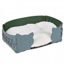 ADJ Лежанка Cat, 60x42xH15 см., цвет: небесный/эвкалипт. 1560C.50/60