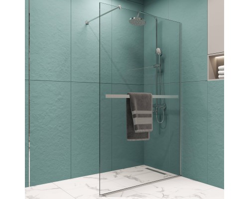 Душевая перегородка DIWO Элиста 120 см, профиль хром матовый, с полотенцедержателем