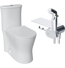 Комплект Унитаз-компакт DIWO Кострома 0422 крышка белая с микролифтом + Бачок 0422 + Гигиенический душ AM.PM Like F0202600 С ВНУТРЕННЕЙ ЧАСТЬЮ, со смесителем, хром