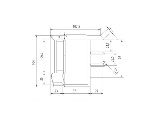 EBAN Eleonora Modular DX Зеркало в раме 107x104 см, со шкафчиком cправа и полочками слева, цвет: bianco decape. FAC07PO, FCPLS107DB bi decape*1 EBAN Eleonora Modular DX Зеркало в раме 107x104 см, со шкафчиком cправа и полочками слева, цвет: bianco decape. FAC07PO, FCPLS107DB bi decape*1