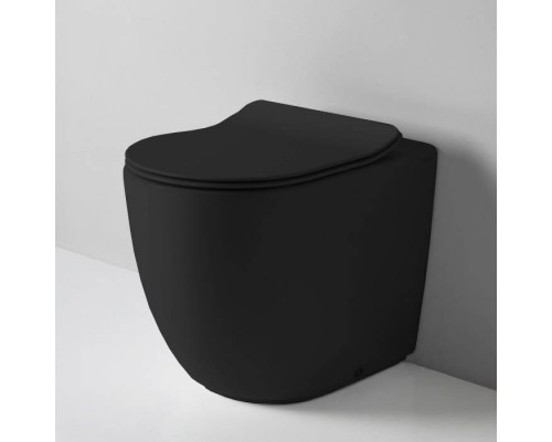 Artceram File 2.0 Унитаз напольный 37х52см, безободковый, слив универсальный, турбо смыв the.reel, saniglaze, цвет: черный матовый. FLV007 17 00