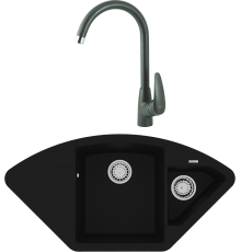Комплект Мойка кухонная Lemark Irkana 980 9910043 антрацит + Смеситель Linara LM0405PAN антрацит