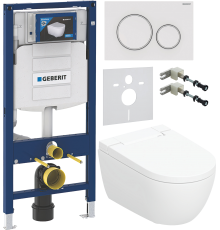 Комплект Умный подвесной Geberit AquaClean Alba безободковый, с биде + Инсталляция Duofix UP 320 111.300.00.5 + Кнопка Sigma 20 115.882.11.1 белая + Звукоизоляция 156.050.00.1 + Крепления 111.815.00.1 к стене