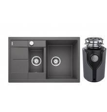 Комплект Мойка Blanco Metra 6 S Compact темная скала + Измельчитель KUCHENSTERN Muhle