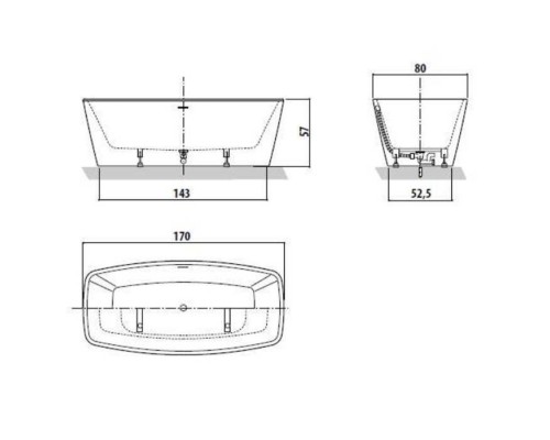 Jacuzzi Esprit Ванна акриловая отдельностоящая, 170x80x57 см без смесителя, без наполнения, цвет: белый-хром. 9443815A Jacuzzi Esprit Ванна акриловая отдельностоящая, 170x80x57 см без смесителя, без наполнения, цвет: белый-хром. 9443815A