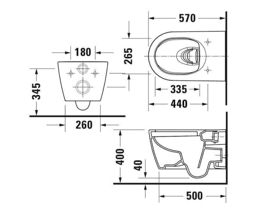 Duravit Bento Starck Box Унитаз подвесной 37.3x57см, безободковый . с сиденьем, HygieneGlaze, цвет: белый глянцевый, . 45930920A1