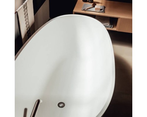 Agape Spoon Ванна отдельностоящая 160х85хh48 см, с переливом, материал: Cristalplantreg;, цвет: белый матовый. AVAS1093ZZ САЛОН,  MET0477C САЛОН