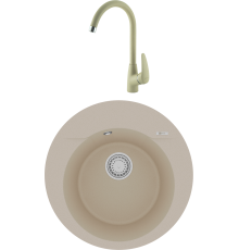 Комплект Мойка кухонная Lemark Sula 500 9910002 бежевая + Смеситель Linara LM0405PBG бежевый
