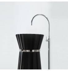 Oasis Plisse Раковина напольная Oslash;44х95см, без отв., без перелива, в комплекте с донным клапаном, цвет: черный/хром. 0PI440NLCR