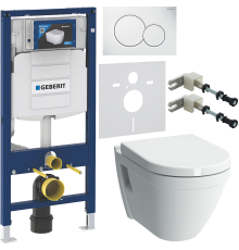 Комплект Унитаз подвесной VitrA S50 7740B003-0075 + Крышка 72-003-309 с микролифтом, петли хром + Инсталляция Geberit Duofix UP 320 111.300.00.5 + Кнопка Sigma 01 115.770.11.5 белая + Крепления 111.815.00.1 к стене + Шумоизоляция 156.050.00.1