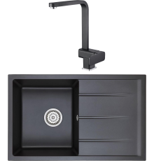 Комплект Мойка кухонная Emar Quartz EMQ-1800.Q Оникс + Смеситель 3014.12 Оникс