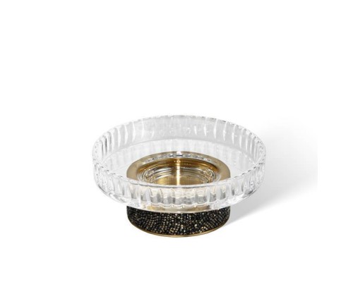 Decor Walther Rocks STS Мыльница настольная, граненое стекло, с кристаллами Swarovski, цвет: темная бронза / золото матовое. 0934341