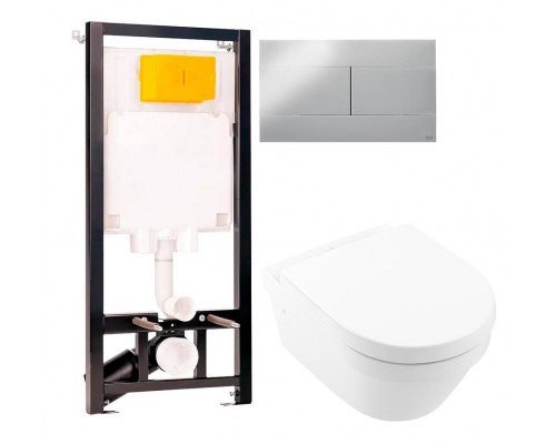 Комплект Унитаз подвесной Villeroy Boch Architectura + Инсталляция OLI 80 ECO Sanitarblock mechanic 3 в 1 с кнопкой смыва Комплект Унитаз подвесной Villeroy Boch Architectura + Инсталляция OLI 80 ECO Sanitarblock mechanic 3 в 1 с кнопкой смыва