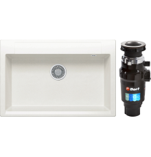 Комплект Мойка кухонная Polygran Argo 760 белый хлопок + Измельчитель Bort Master Eco 91275752