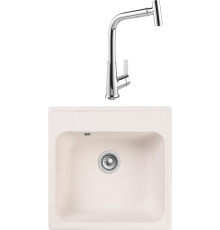 Комплект Мойка Reflection Etude RF0353WH белая + Смеситель MEGA Life MG-TK09 хром
