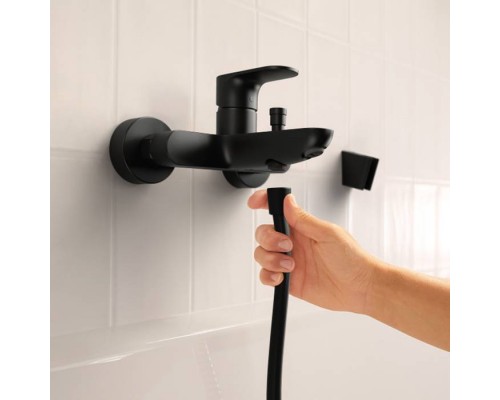 Hansgrohe Rebris S Смеситель для ванны, настенный, цвет: черный матовый. 72440670 Hansgrohe Rebris S Смеситель для ванны, настенный, цвет: черный матовый. 72440670