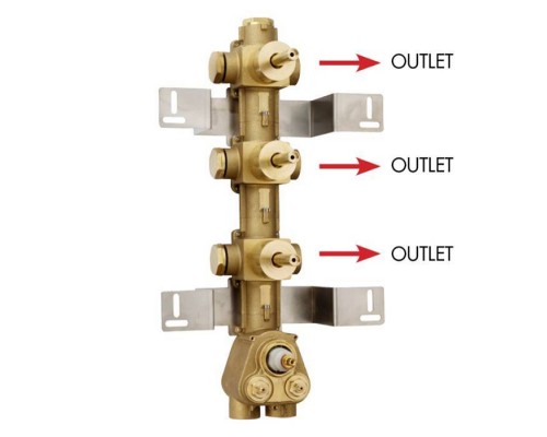 Bossini Встраиваемая часть термостата с 3 запорными клапанами, (3 выхода) высокой пропускной способности на frac34;rdquo;, уст-ка верт/гор.. Z030202000