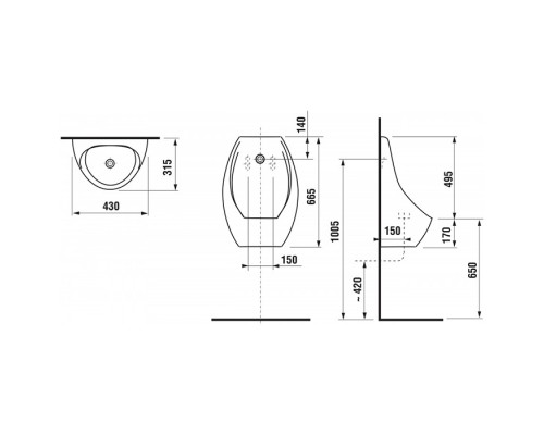Roca Access Писсуар подвесной, ИК сенсор, задний подвод воды, цвет: белый. Z.RU93.1.018.1,  Z.RU93.0.835.9