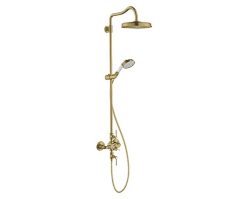 Axor Montreux Showerpipe Душевая стойка, с термостатическим смесителем, верхним душем 24.5см., и ручным душем, цвет: шлифованная медь. 16572950