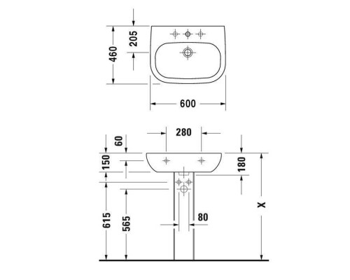 Duravit D-Code Раковина 60х46см., 1 отв., с переливом, цвет: белый. 23106000002