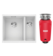 Комплект Мойка Blanco Subline 340/160-U белая, левая + Измельчитель Franke