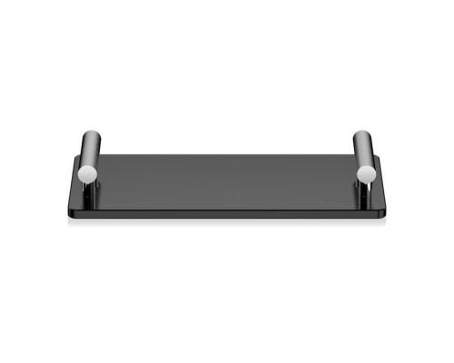 Decor Walther Club Tab Поднос с ручками, стеклянный, настольный, цвет: хром / черное стекло. 0856105 Decor Walther Club Tab Поднос с ручками, стеклянный, настольный, цвет: хром / черное стекло. 0856105