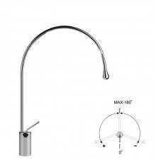 Gessi Goccia Смеситель для раковины на 1 отверстие, излив 387мм R=197, с фиксированным носиком, цвет: хром. 33808#031