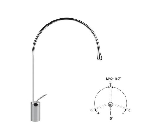 Gessi Goccia Смеситель для раковины на 1 отверстие, излив 387мм R=197, с фиксированным носиком, цвет: хром. 33808#031