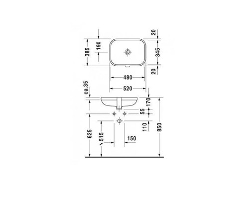 Duravit Happy D.2 Раковина для встраивания снизу, 48х34.5см. с перел., без площадки под смес., вкл. заглушку для перелива, хром, включая крепление для встраивани, Цвет: Белый. 0457480000 Duravit Happy D.2 Раковина для встраивания снизу, 48х34.5см. с перел., без площадки под смес., вкл. заглушку для перелива, хром, включая крепление для встраивани, Цвет: Белый. 0457480000