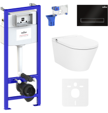 Комплект Lavinia Boho Унитаз подвесной Smart V-Clean 3359102R с микролифтом + Инсталляция RelFix 38010010 + Кнопка RelFix 380501MB + Дозатор RelFix 38040010